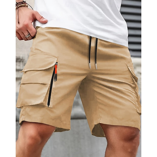 Men‘s Summer Cargo Shorts | Elastic Waist | Multi-Pocket | Knee Length