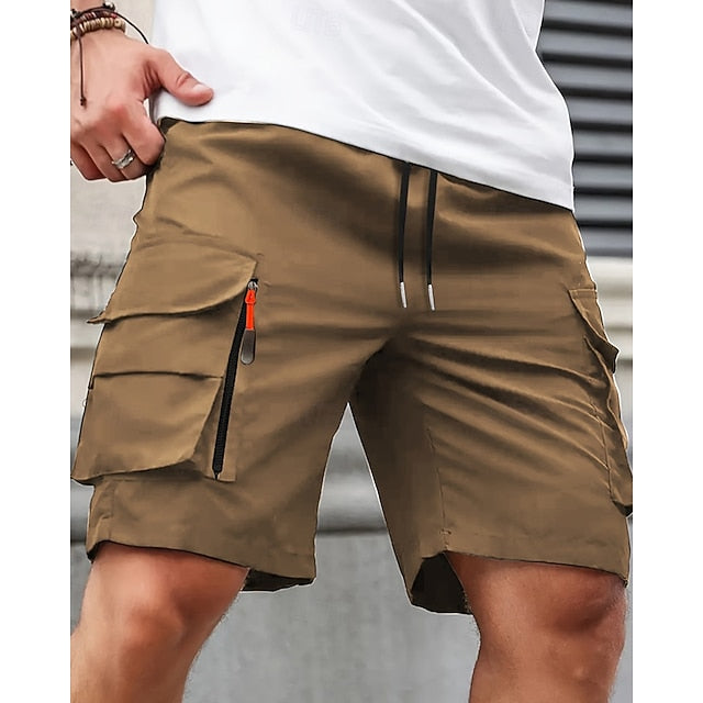 Men‘s Summer Cargo Shorts | Elastic Waist | Multi-Pocket | Knee Length