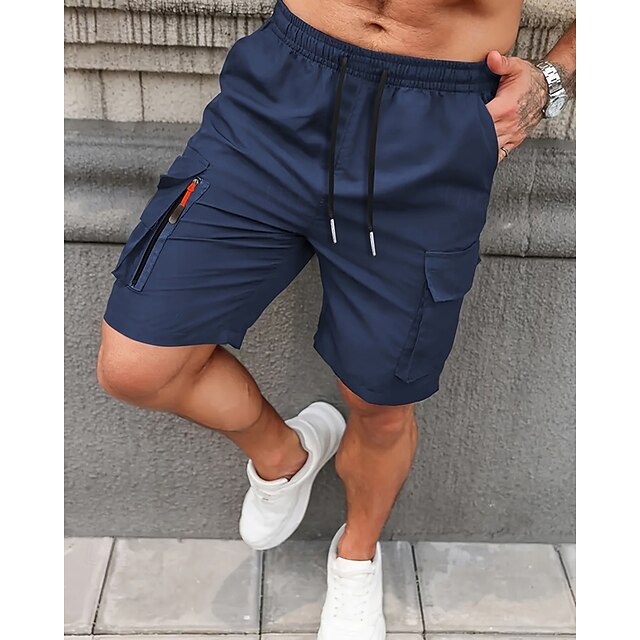 Men‘s Summer Cargo Shorts | Elastic Waist | Multi-Pocket | Knee Length
