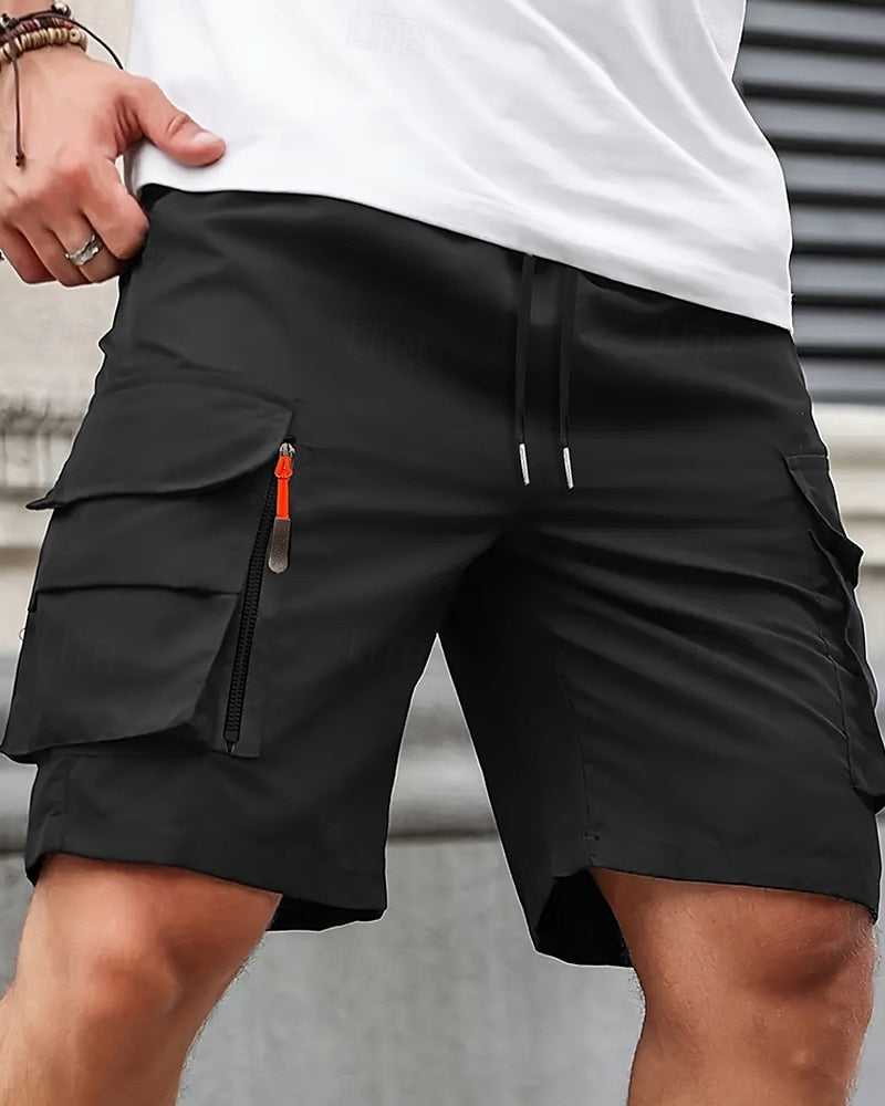 Men‘s Summer Cargo Shorts | Elastic Waist | Multi-Pocket | Knee Length