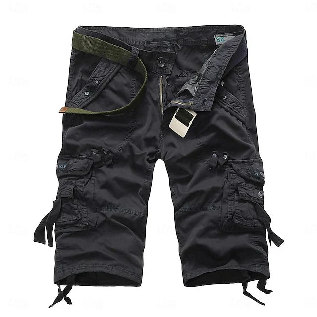 Men's Multi Pocket Plain Cargo Shorts