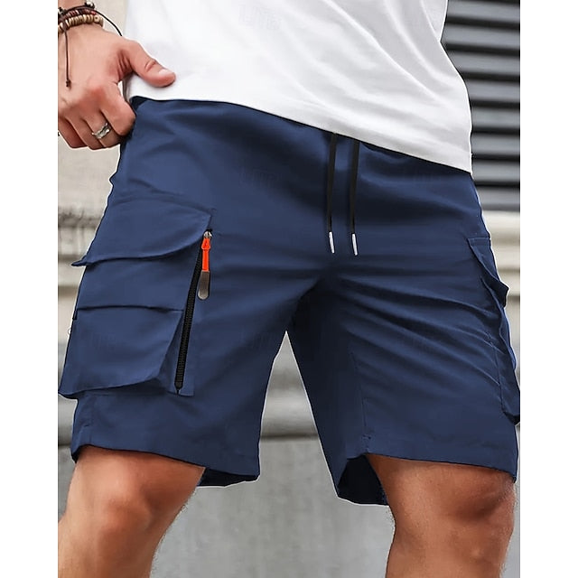 Men‘s Summer Cargo Shorts | Elastic Waist | Multi-Pocket | Knee Length